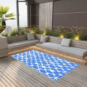 Tapete de exterior 190x290 cm ARAKIL PP azul e branco