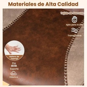 Cadeira ergonómica de escritório em tecido camurça com apoio para a cabeça 2D, encosto basculante, giratória e ajustável com rodas, castanha