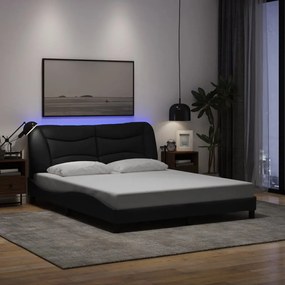 Estrutura de cama com LED sem colchão 160x200 cm tecido preto