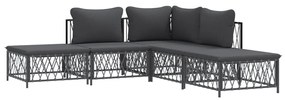 5 pcs conjunto lounge de jardim com almofadões aço antracite