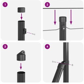 Postes de Cerca vidaXL com Ponta 26 pcs Ø32 mm 80 cm Aço Galvanizado