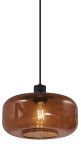 Candeeiro Pendente Retro Preto com Vidro Bronze - Bizle Retro