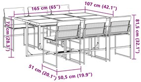 7 pcs conj. de jantar p/ jardim c/ almofadões textilene branco