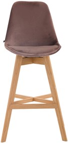 Banco de bar Cannes em veludo e com estrutura de Cor Natural 48 x 112 x 56 cm Castanho