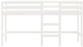 Cama alta p/ criança c/ escada 90x190 cm pinho maciço branco