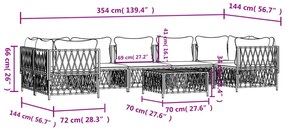 8 pcs conjunto lounge de jardim com almofadões aço antracite