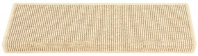 Tapetes escada adesivos aspeto sisal 15pcs 65x21x4cm bege-claro