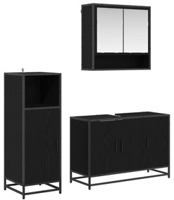 vidaXL Conjunto de Móveis para Banheiro com porta 3 pcs Carvalho Preto