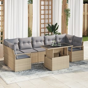 Conjunto de Sofá de Jardim vidaXL com Almofadas Bege Rattan Polietilen