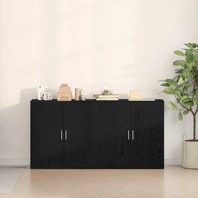 Buffets 2 pcs Carvalho Preto 79x38x80 cm Madeira de engenharia
