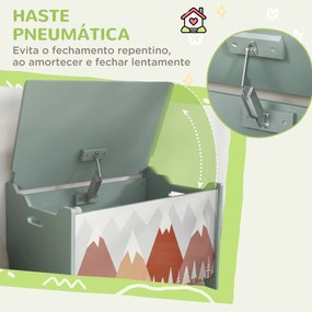 Baú de Brinquedos Organizador de Brinquedos para Crianças de 3 a 8 Anos com Estampado em Animaos 60x37x39 cm Verde