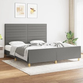 Estrutura de cama sem colchão 180x200 cm tecido cinzento-escuro