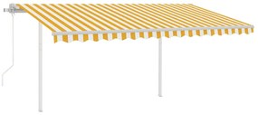 Toldo retrátil automático com postes 4x3 m amarelo e branco