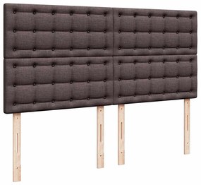 Cama com molas/colchão 200x200 cm tecido castanho-escuro