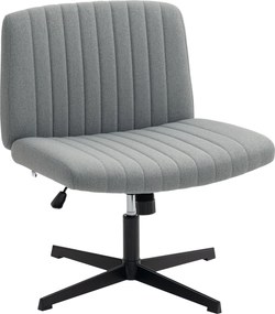 Cadeira de Escritório sem Apoio para os Braços Função Basculante e Altura Ajustável 61x64x76-86 cm Cinzento