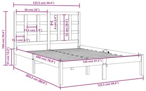 Estrutura de cama 120x200 cm madeira maciça castanho mel