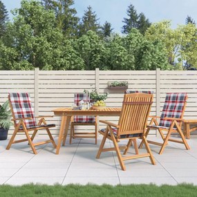 vidaXL Cadeiras de jardim reclináveis c/ almofadões 4 pcs teca maciça