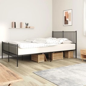 Estrutura de cama sem colchão com pés 160x200 cm preto