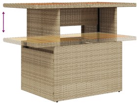 Conjunto de Sofá de Jardim de 7 Peças com Almofadas Bege em Rattan Pol