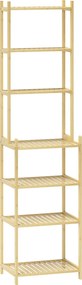 Estante de Casa de Banho de Bambu de 7 Níveis Estante de Arrumação com Desenho de Ripas 44x33x180 cm Madeira