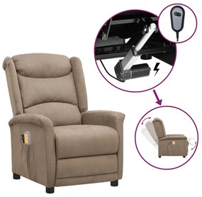 vidaXL Poltrona de massagens elétrica microfibra cinzento-acastanhado