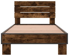 Estrutura de cama derivados de madeira e metal carvalho fumado