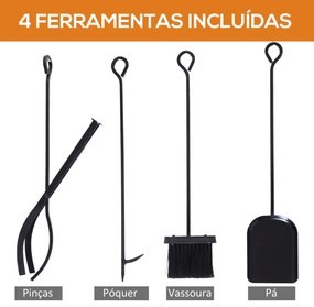 HOMCOM Suporte para Lenhas 46x30x76cm com 4 Ferramentas Incluídas Estr