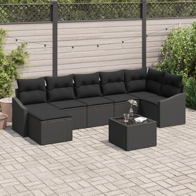 vidaXL Conjunto de Sofá de Jardim de 8 Peças com Almofadas Beja Rattan Poliéster