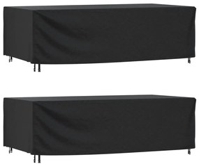 Capas móveis de jardim 2pcs 300x140x90cm impermeável 420D preto