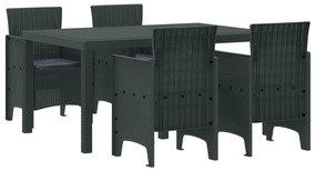 vidaXL Conjunto de Jantar para Jardim 5 pcs Antracite Rattan Polt