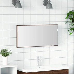 Armário de Espelho de Banheiro vidaXL com Luz LED Carvalho Castanho 80x37 cm