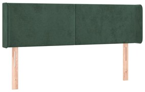 Cabeceira cama c/ luzes LED veludo 147x16x78/88 cm verde-escuro