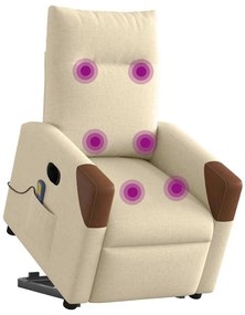 Poltrona elétrica elevatória massagens tecido creme