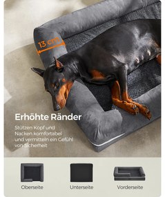 Cama ortopédica para cães com rebordo elevado 120 x 85 x 25 cm Cinzento escuro