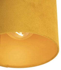 Luminária de teto em veludo ocre com ouro 20 cm - Combi preto Country / Rústico