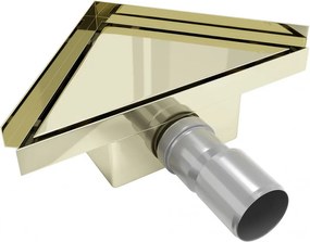 Mexen Flat-T Ralo de chão triangular M13 20 x 20 cm, dourado - 1510320