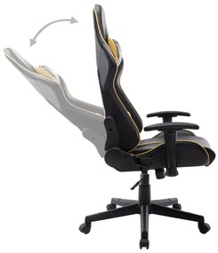 Cadeira de gaming couro artificial preto e dourado