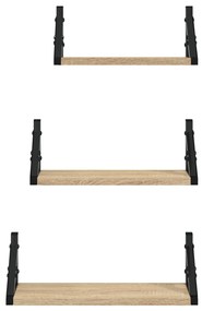 3 pcs prateleiras parede derivados de madeira carvalho sonoma