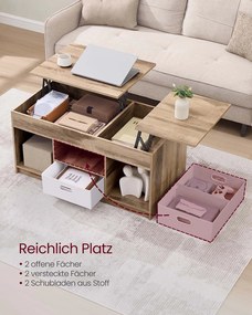 Mesa de centro com 2 gavetas e compartimentos 50 x 100 x 48 cm Castanho + Branco
