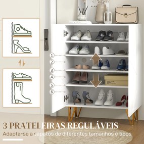 Móvel Sapateira de Entrada Armário Sapateira com Prateleiras Ajustáveis para 15-20 Pares de Sapatos 72x31,5x95 cm Branco