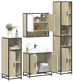 vidaXL 4 pcs conj. móveis casa banho derivados madeira carvalho sonoma