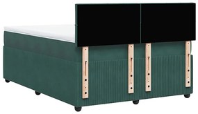 Cama com molas/colchão 160x200 cm veludo verde-escuro