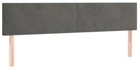 Cama box spring c/ colchão/LED 200x200cm veludo cinzento-escuro
