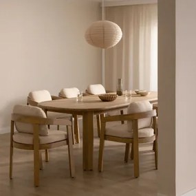 Conjunto De Mesa Oval 240x100 Cm Em Madeira De Acácia E 8 Cadeiras De Jantar Em Madeira De Acácia Uleno Marrom Acácia Claro - Sklum