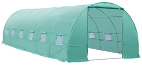 Outsunny Estufa tipo Túnel 8x3x2m Aço e PE 140 g/m² Estufa para Cultivo de Plantas Tomates Verduras com 12 Janelas e Porta Enroláveis Verde