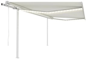 Toldo automático c/ LED e sensor de vento 4,5x3,5 m cor creme