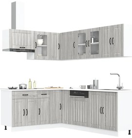 11 peças armário de cozinha conjunto Lucca cinza sonoma