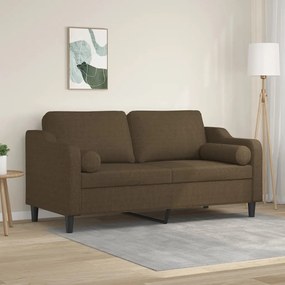 vidaXL Sofá 2 lugares c/ almofadas e almofadões 140 cm tecido castanho