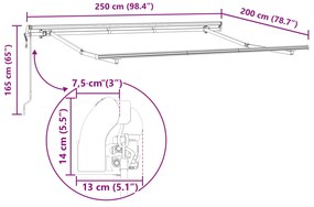 Estrutura de Toldo Elétrico Retrátil 2.5x2 cm Metal