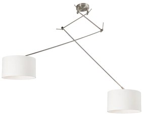 Candeeiro de suspensão em aço com abajur 35 cm branco ajustável 2 luzes - Blitz Moderno